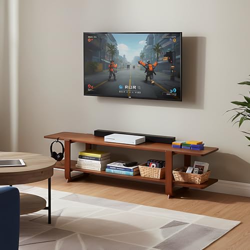 Tiita-TV-Stand-with-Storage-for-TVs-up-to-65-Bamboo-TV-Console-Entertainment-Center-with-2-Open-Shelf-Mid-Century-Modern-Media-Console-for-Living-Room-Bedroom-Walnut