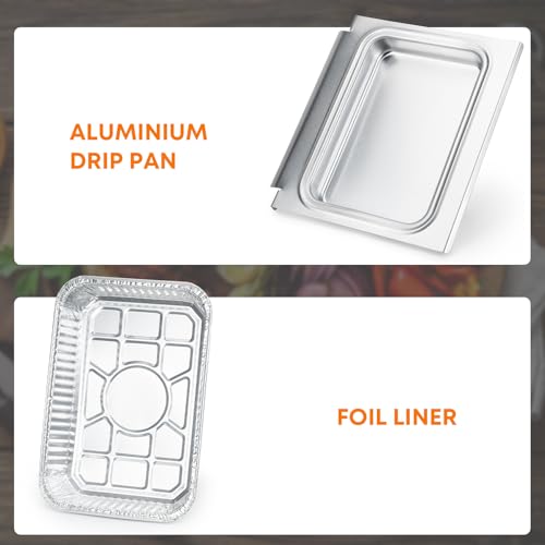 onlyfire Aluschalen, Tropfschale mit 15 Stück Einweg Grilltropfschalen, 25 × 22,7 × 3,2 cm, für Weber Spirit II E210, S210, E220, S220 und Spirit II E310, E320, E330, S310, S320, S330 Gasgrills