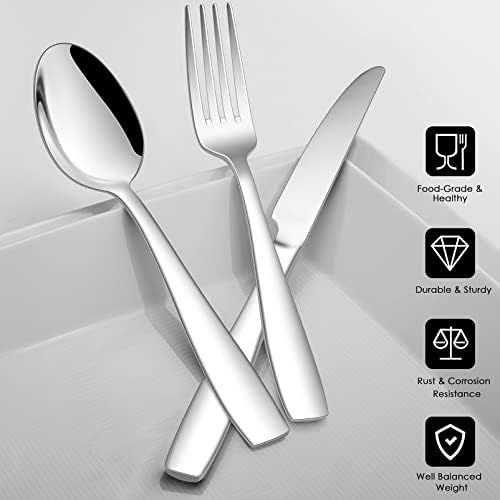 24 Piece Cutlery Set, Homikit Stainless Steel Flatware Silverware Sets Include Knives Forks Spoons, Service for 6 People, Ideal for Home Wedding Camping, Mirror Finished & Dishwasher Safe
