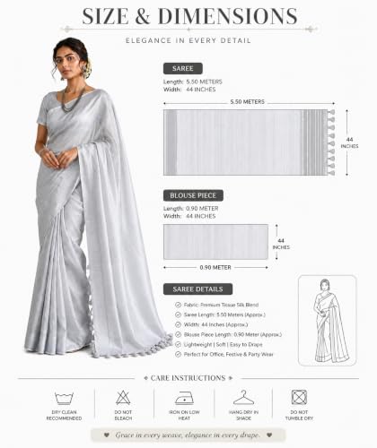 Image of HAIDER ALI AND SONS Pure Tissue Linen Saree for Women with Blouse Piece | Bhagalpuri Handloom Linen Saree | Soft Breathable Lightweight Ethnic Saree for Party, Festival, Office Wear |
