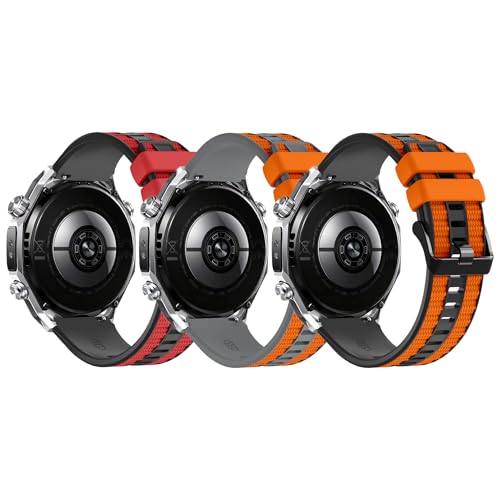 ExtraFortunato 22mm �����p�o���h Huawei Watch Ultimate 2�Ή� �\�t�g�V���R���X�g���b�v Huawei Watch GT 6 5 4 46mm G�p (3�p�b�N)