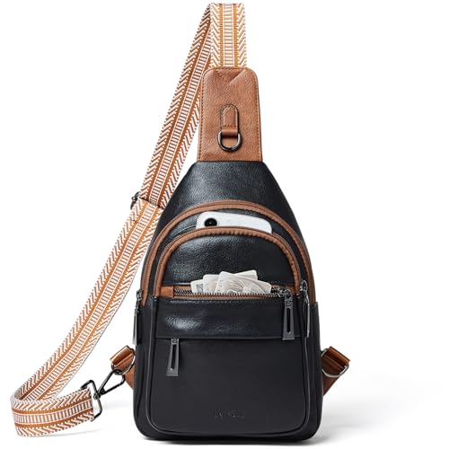 Leresas Sling Bag for Women Crossbody Bags Fanny Pack Sling Purse Backpack Over Shoulder Bag Vegan Leather Travel Brown/Black - image 1