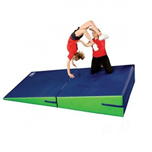 Greatgymats Large Folding Incline Mat Gymnastics Cheese Wedge Tumbling Play Gym Mats for Kids,60