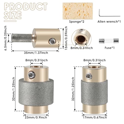 Stained Glass Diamond Grinder Bit Head Tools, Glass Grinder Bits for Stained Glass, Drill Bits for Stained Glass, Glass Grinder Bit Wear-Resistant Ceramic Tile Abrasive Head Tool (7 Pcs)