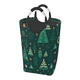 Paquete de ropa sucia de tela Oxford impermeable y plegable con diseño de árboles de Navidad de dibujos animados