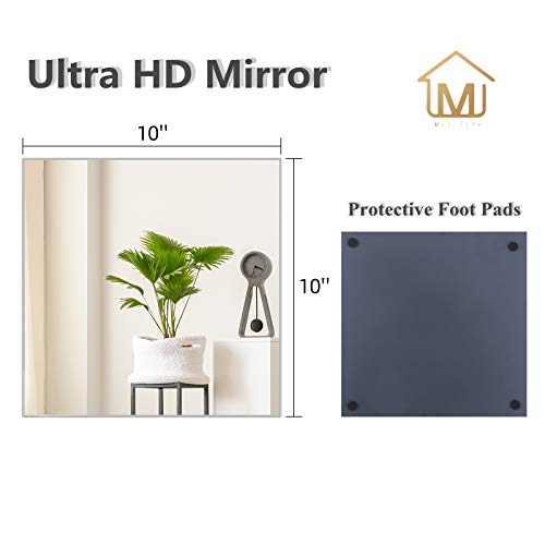 Muzilife 10" Square Mirror Candle Plate Set, 2 Mm Thick Tables Mirror Trays - Box Of 12 Glass Candle Plate Set For Table Wedding Centerpieces, Party, Festivals Decor #TOP3