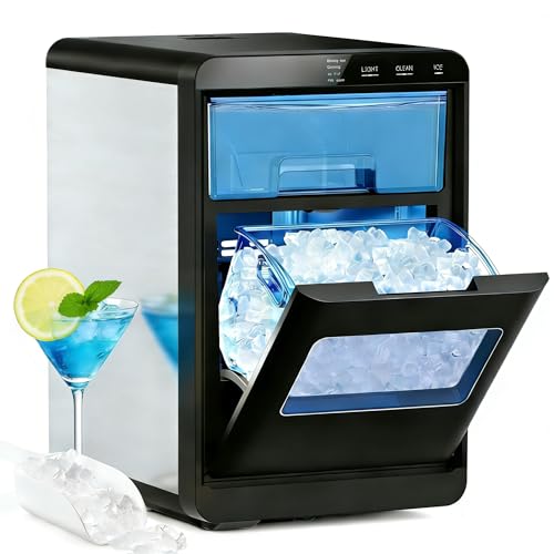 Image of Nugget Ice Makers Countertop, 44Lbs /24H Crushed Ice Maker & Chewable Pellet Ice Machine with Ice Scoop, Pellet Ice Makers with Removable Basket,Sonic Countertop Ice Machine for Home /Kitchen /Office