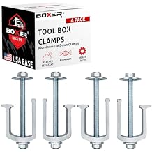 BoxerTool BXR Tool Box Clamp 4 Pack - Heavy Duty Universal Aluminum Tie Down Clamps for Tool Boxes, Trucks, Campers, Truck Bed, Mounting Kit