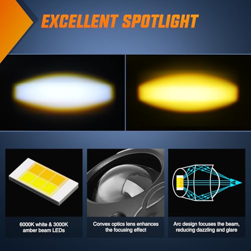 Image of Nilight Motorcycle Driving Lights 1.7 inch White Amber Spot Beam Fog Light LED Pods IP67 Waterproof Auxiliary Offroad Lighting for Motorbike Dirt Bike e-Bike Scooter Snowmobile ATV UTV SUV Truck