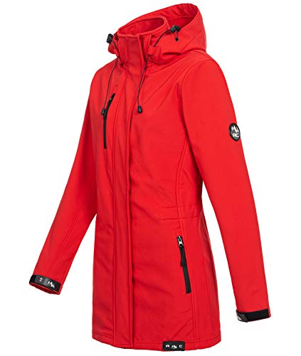 Rock Creek Damen Softshell Jacke Mantel Outdoor-Mantel Damenmantel Softshellmantel Winterjacke Wasserabweisend Kapuze Übergang D-423 Rot 5XL
