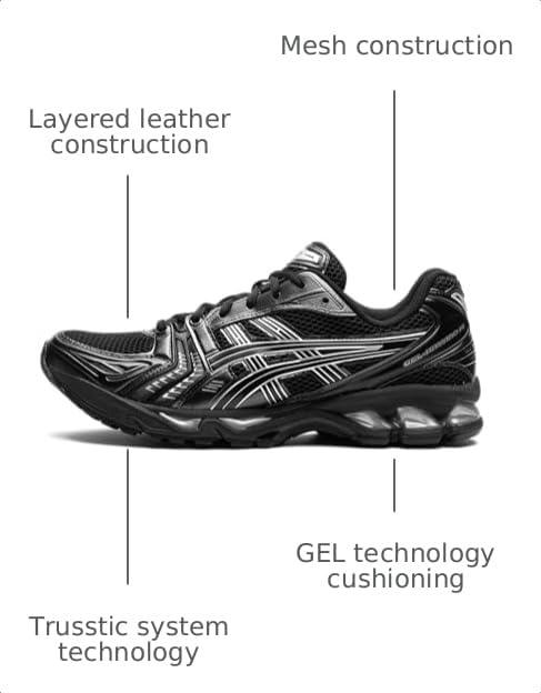 Image of ASICS Men's Gel-Kayano 14 Sportstyle Shoe, 7.5, Black /Pure Silver