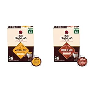 Don Francisco’s Vanilla Nut + Kona Blend, Medium Roast Coffee Pods – 48 Count Combo Pack, 24 Each – Recyclable Single-Serve Coffee Pods, Compatible with your K-Cup Keurig Coffee Maker (Including 2.0)
