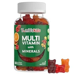 YumVs Kids Multivitamin Gummies - Fruit Flavored Chewable Children's Multivitamin - Kids Vitamins Multivitamin Gummy with 12 Minerals & Vitamins A C D3 E B6 B12 - Kosher Halal Gluten Free (60 Count)