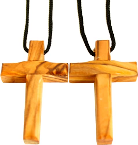 Cruz de madera de olivo colgante de diario para meditación y uso cotidiano en set doble