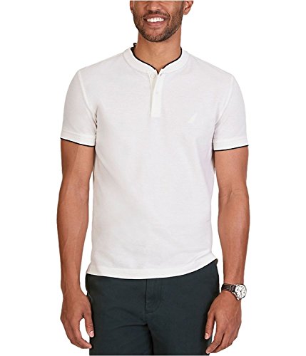 Nautica Mens Slim-Fit SS Henley Shirt, Off-White, XX-Large