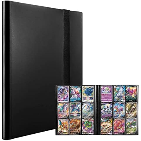 24 Pages Trading Card Album Folder, 432 Pockets Trading Card Binder, 18 Pockets Each Page, Waterproof Game Card Folder with Elastic Strap for Pokemon Cover