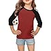 Girls Color Block Raglan Shirts 3/4 Sleeve Crew Neck Lightweight T-Shirts Casual Relaxed Trendy Fall Tunic Tops 2025