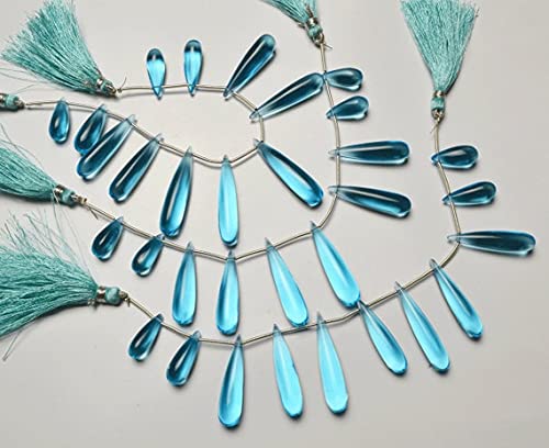Fil de quartz hydro bleu ciel en goutte pour créer facilement des colliers imposants