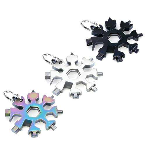3Packs Snowflake Multi Tool 18-in-1 Stainless Steel Snowflake Multitool for Bottle Opener and Flat Phillips Screwdriver Kit/Wrench for Men Adults Da (3 PCS-A)