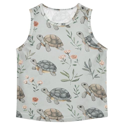 Sweet Water Turtle Reptile Grey Children Tank Tops Sleeveless Kids Vest Boys Summer Top for Running Hiking Biking 3T