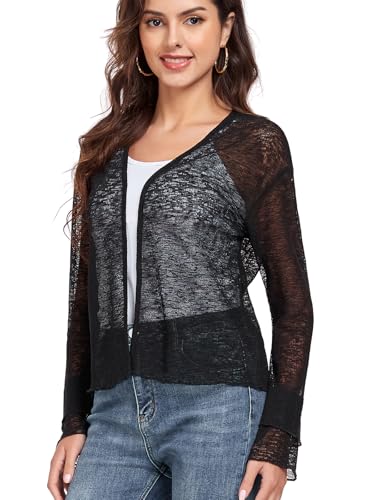 Womens Bolero Shrugs for Evening Dresses Elegant Cropped Shrug Long Sleeve Cardigan Lightweight Knit Cover Up