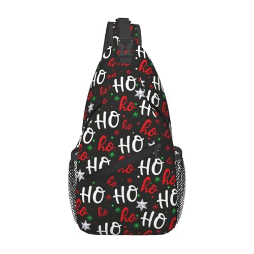 Image of Crossbody Bag Christmas Red White Ho Ho Ho Sling Bag Backpack Chest Bags Shoulder Bag for Women Men