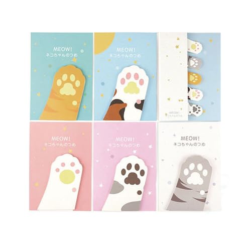 Carykon Cute Cat's Paw Shaped Sticky Notes Memo Pads, 10 Pads/Pack (5 Large & 5 Small), 30 Sheets/Pad (Cat's Paw)
