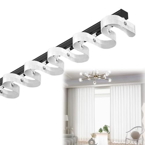 天井 カーテンレールキット 壁付け、プライバシー 間仕切り 家の装飾、S字型波形レール蛇行カーテンレール、アルミカーテンロッド、重たいカーテンを吊れる大型レール、寝室の居間の出窓のためがる部屋の仕切りのカーテン トラック、アルミニウム合金 シングルレールシ