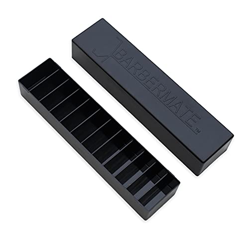 BarberMate 12-Slot Clipper-Blade Caddy, Grooming and Barber Blade Organizer, Professional Barber Supplies, Barber Case and Stylist Station Accessories, (Black)