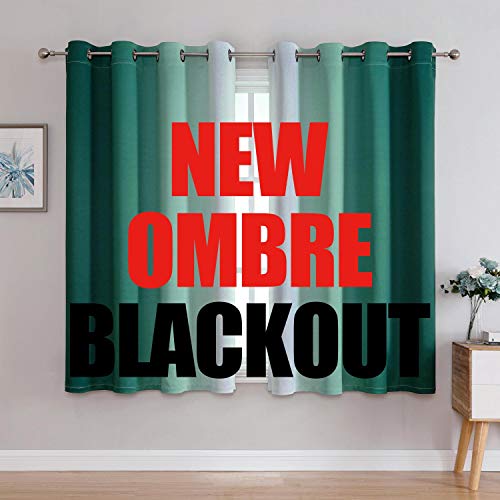 Image of G2000 Blackout Curtains & Drapes for Bedroom Living Room 63 Inch Length Teal and Greyish White Room Darkening Window Treatments Ombre Thermal Insulated Light Blocking Grommet Backdrop 2 Panels Set