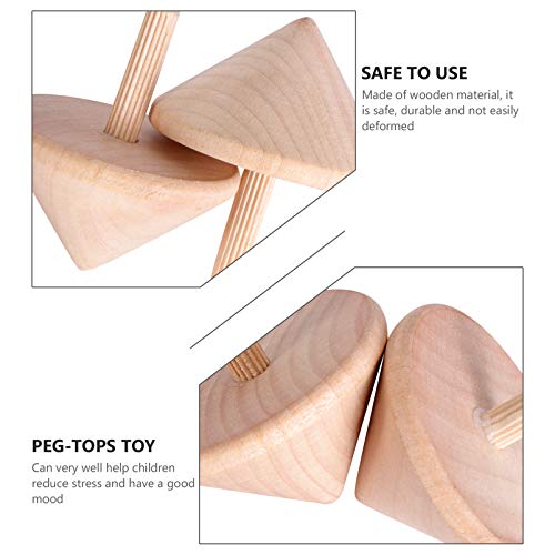 Toyvian 6 trottole in legno sbiancato Almon in