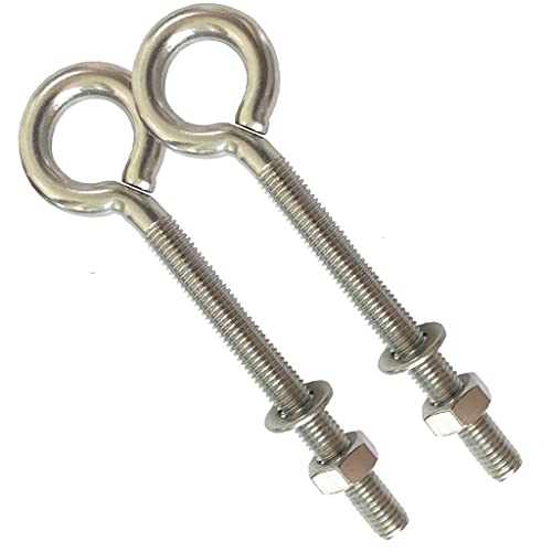 Image of Stainless Steel Eye Bolt, 2pack M10 Heavy Duty Eye Bolts 3 /8 inch X 4 inchwith Nuts and Washer Thread Lifting Ring Eyebolt, Long