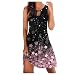 YuAi Moda donna estate O-Collo stampa scava fuori senza maniche sciolti metà abiti, rosa, L