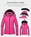 Skieer Women's Ski Coat Warm Hooded Winter Snow Coat Waterproof Jacket(Rose Red,Medium)