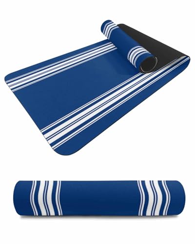 Debedcor Heat Proof Table Pads Waterproof Decorative, Navy Blue White Striped Non-Slip Table Countertop Protector, Farmhouse Modern Blue Stripes Insulation Mat for Kitchen Room, 40 x 12 Inches