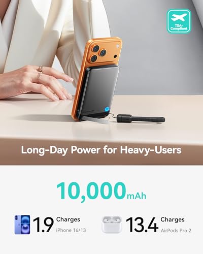 Image of INIU Magnetic Portable Charger, Ultra Slim Qi2 Certified 10000mAh 45W Fast Charging Power Bank, Wireless Battery Pack with Foldable Stand, Phone Charger Only for iPhone 16 /15 /14 /13 /12 Series, Blue
