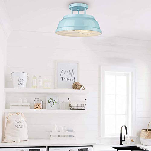 Image of zeyu Modern Semi Flush Ceiling Light - 2-Light Ceiling Light Fixture for Living Room Bedroom Kitchen Hallway, Blue Finish, ZY29-F SF