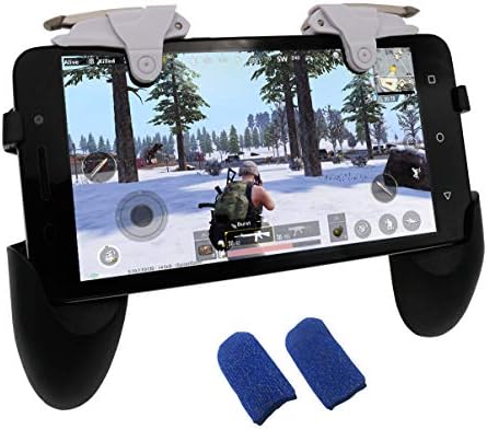 Viewm Mobile Game Controller for PUBG/Fortnite/Shooting Game, Gaming Joystick with L1R1 Mobile Controller Trigger and Anti-Sweat Finger Sleeve, Gamepad Fit 5-6.5(inch) Android/iPhone (Controller Set)