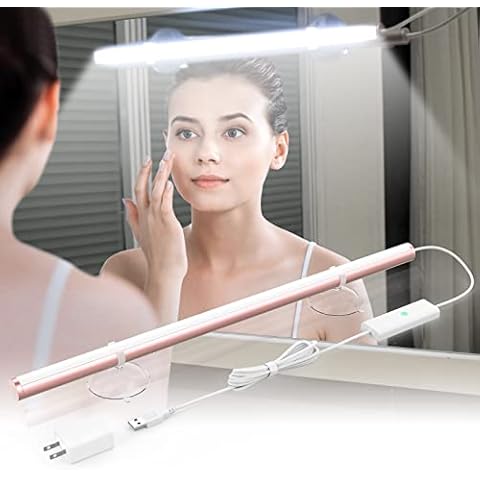 wobsion Vanity Lights,Led Lights for Mirror,Dimmable Mirror Lights for Makeup,Daylight Portable Makeup Light, USB Adapter Makeup Lighting,360°Adjustable,12inch,IP 40,Perfect for Bathroom Mirror Cover