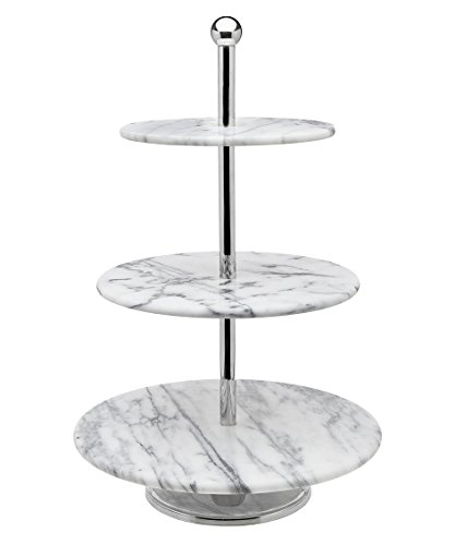 Godinger La Cucina 3 Tier Marble Server Cake Stand, 12.00L x 12.00W x 19.10H, Off-white