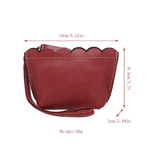 1 Pcs Leather Zipper Coin Purse Wallet With Key Ring, Wrist Bag,Coin Organizer, Change Holder,Card Case, Mini Leather Zipper Storage Bag for Women2