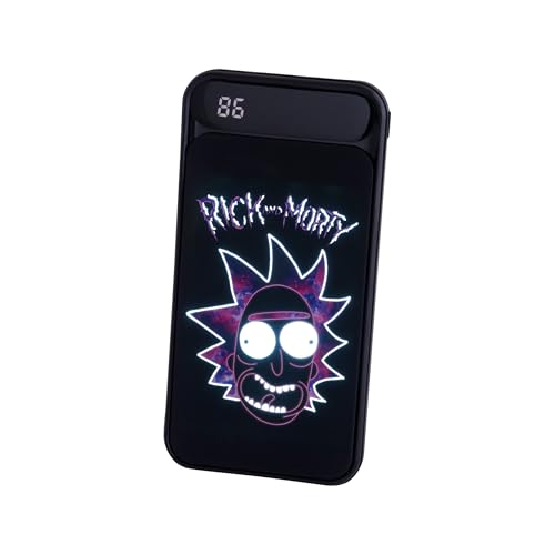 Rick And Morty 10,000 mAh Light-Up Power Bank. Charge Up To 2 Phones At Once. LCD Power Indicator Display. 4 Full Device Charges On The Go. 2x USB-A Outputs. Compatible With Apple, Samsung And Huawei.