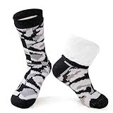 YEEKAORA Kuschelsocken für Herren Anti Rutsch, Warme Thermosocken Dicke Wintersocken Haussocken Bettsocken Weihnachtssocken (Camouflage Black)
