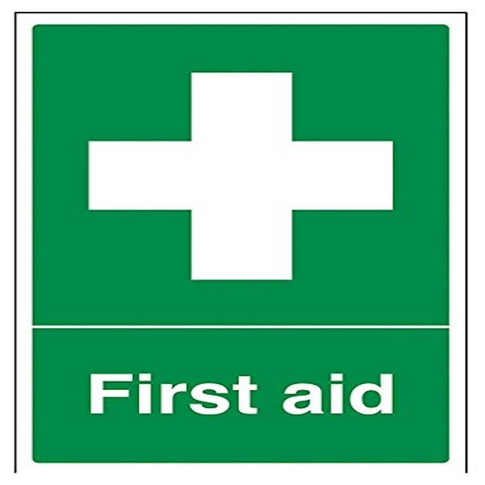 V Safety First Aid Sign - 200mm x 300mm - Self Adhesive Vinyl