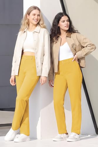 Image of Bamans Dress Pants Women Work Business Office Straight Leg Slacks