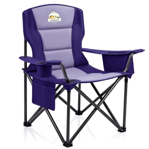 Colegence Oversized Folding Camping Chair for Adults, 450 lb, Deep Purple