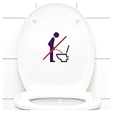 Grandora WC Deckel Sticker - Bitte im Sitzen pinkeln Schild I violett 11 x 12 cm I Piktogramm WC Bad Badezimmer Toilette Klodeckel Aufkleber W733