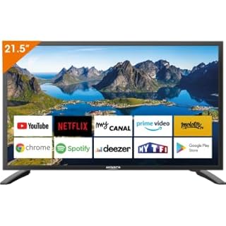 Antarion Pack TV LED 22" 55cm Smart TV Camping 12V + Barre de Son Compacte