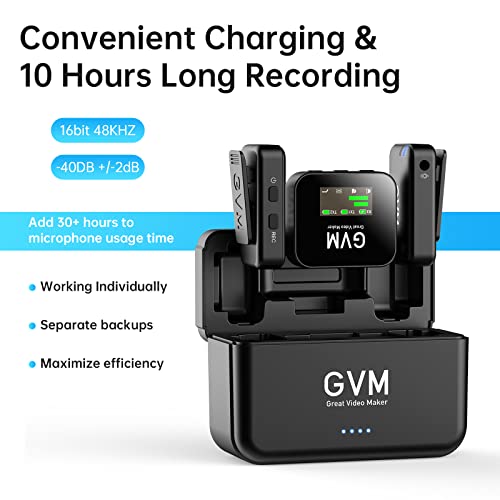 Image of Gvm Noise-Canceling Microphone for Accurate Human Voice Recognition Even When Working Lawn Mowers; 2.4Ghz Lavalier Mic with Charg Case Independent Storage 20H for Video Record&Interview etc