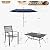 Sophia & William Patio Dining Set with 13ft Double-Sided Patio Umbrella, 8 Piece Metal Outdoor Table Furniture Set with 6 Outdoor Stackable Chairs, 1 Rectangle Dining Table and 1 Large Navy Umbrella